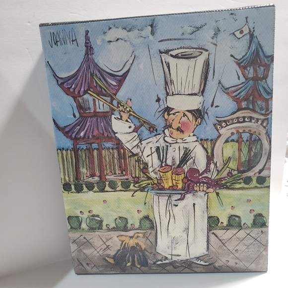 Joanna signed Chef canvas Art Japan sushi chopsticks temple 8 X 10 wall picture - Picture 3 of 8